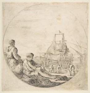 Istuva valkoinen merimies, seisova musta merimies, n. 1660. tekijältä Stefano della Bella