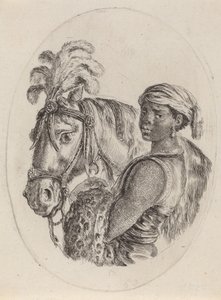 Musta sulhanen arabiahevosen kanssa, 16491650. tekijältä Stefano della Bella