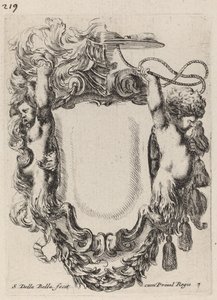 Cartouche with Infant Satyrs, 1647. tekijältä Stefano della Bella