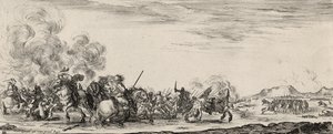 Choc de Cavalerie (etsaus paperille) tekijältä Stefano della Bella