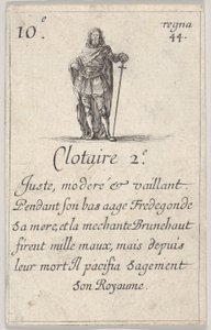 Clotaire 2.-e Kohtuullinen, kohtalainen..., Game of the Kings of France Jeu des Rois de Fran..., 1644. tekijältä Stefano della Bella
