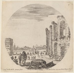 Colosseum ja Konstantinuksen kaari tekijältä Stefano della Bella