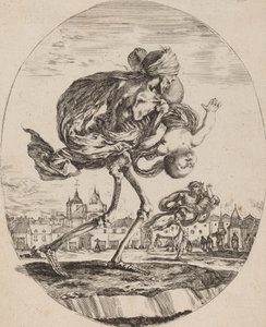 Kuolema kantoi lasta oikealle, luultavasti 1648. tekijältä Stefano della Bella