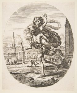 Kuolema kantaen lasta, viidestä kuolemasta Les cinq Morts, n. 1648. tekijältä Stefano della Bella