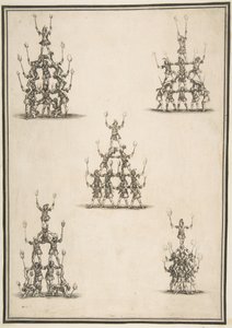 Viisi akrobaattiryhmää, 1652. tekijältä Stefano della Bella
