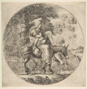 Lento Egyptiin, pyöreä sävellys, n. 1662. tekijältä Stefano della Bella