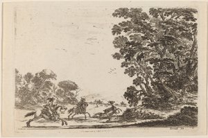 Metsä peuranmetsästyksen kanssa, 1642. tekijältä Stefano della Bella