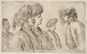 Neljä turkkilaista ja musta mies, n. 1662. tekijältä Stefano della Bella