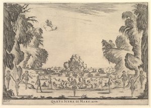 Neljäs kohtaus, meri, jumalten häät Le nozze degli Dei, 1637. tekijältä Stefano della Bella