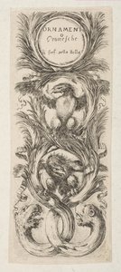 Etupuoli: Ornamentteja tai groteskeja, n. 1653.