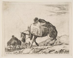 Etukappale eri eläimille: Pack Horse, n. 1641. tekijältä Stefano della Bella