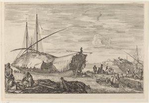 Keittiön kansi, jossa on purjeet, luultavasti n. 16541655. tekijältä Stefano della Bella