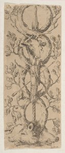 Hirven ja kahden villisian päät Rinceaux of Oak Branchesissa, n. 1653. tekijältä Stefano della Bella