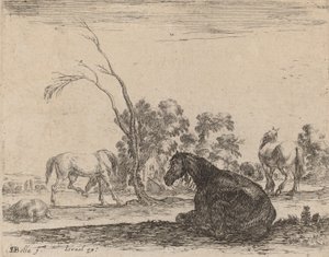 Hevoset laitumella, 1642. tekijältä Stefano della Bella