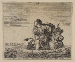 Jupiter ja Europa, Game of Mythology Jeu de la Mythologie, 1644. tekijältä Stefano della Bella