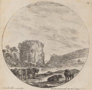 Maisema ja antiikkirauniot, 1646. tekijältä Stefano della Bella