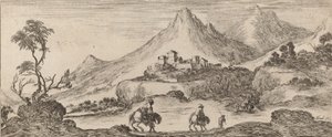 Maisema linnan kanssa, 1641. tekijältä Stefano della Bella