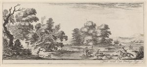 Maisema Deer Huntilla vuonna 1647 tai sitä ennen. tekijältä Stefano della Bella