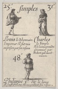 Louis le debonnaire... Charles le Simple, Game of the Kings of France Jeu des Rois..., 1644. tekijältä Stefano della Bella