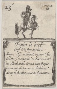 Pepin, lyhyt toisen rodun päällikkö..., Game of the Kings of France Jeu des Ro..., 1644. tekijältä Stefano della Bella