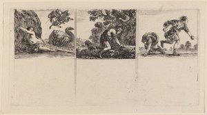 Perseus ja Andromeda, Kefalos ja Prokris, Hippomene ja Atalantus, 1644. tekijältä Stefano della Bella