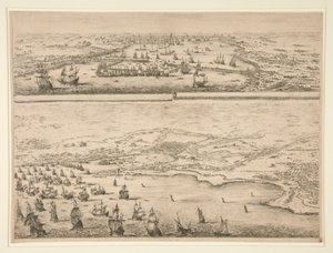 La Rochellen piirityksen suunnitelma vuonna 1628 tekijältä Stefano della Bella
