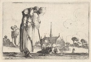 Levy 10: talonpoikanainen kääntyi oikealle, lapsi selässä, poika lyi..., n. 1642. tekijältä Stefano della Bella