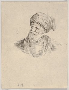 Levy 12: Turbaaniin pukeutuneen vanhan turkkilaisen miehen rintakuva vasemmalle, Various..., 1650.