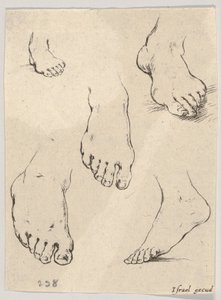 Levy 7: Viisi jalkaa, kirjasta Piirtämisen oppiminen Livre pour apprendre à dessi..., ca. 1649. tekijältä Stefano della Bella