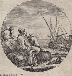 Merisatama kahden turkkilaisen kauppiaan kanssa, 1656. tekijältä Stefano della Bella