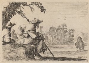 Istuvia pyhiinvaeltajia, 1642. tekijältä Stefano della Bella