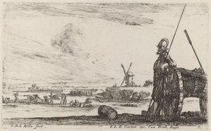 Soldat amb armadura i un canó, c. 1641. finlandès tekijältä Stefano della Bella