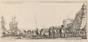 Sotilaat valvovat alukselle lähtöä, 1644.