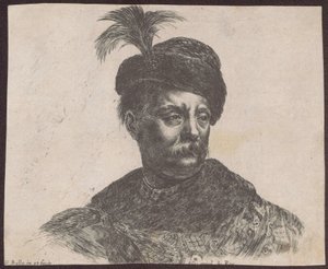 Rintakuvana esitetyn puolalaisen aatelismiehen tutkielma sarjasta "Principii del disegno" tekijältä Stefano della Bella