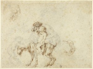 Tutkimus Satyr Family Walkingista (recto); Luonnokset viidestä koristeastiasta (käänteinen) tekijältä Stefano della Bella