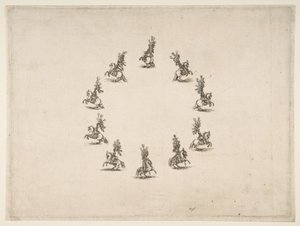 Kymmenen kavaleria muodostamassa ympyrän, 1652. tekijältä Stefano della Bella