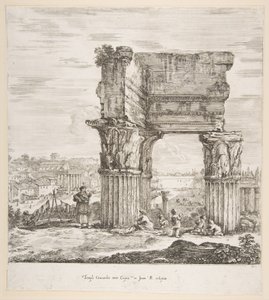 Vespasianuksen temppeli ja Forum Romanum, kuudesta suuresta näköalasta, neljästä Roomasta ja kahdesta..., 1656.