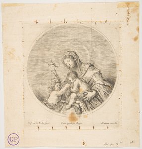 Neitsyt ja lapsi Pyhän Johanneksen kanssa, pyöreä sävellys, n. 1641. tekijältä Stefano della Bella