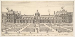 Katariina de Medicin palatsi, nimeltään Tuilleries, osoitteesta Erilaisia huomioita..., 1649-51. tekijältä Stefano della Bella