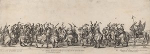 Kolmekymmentä jousimiestä ja sivua, 1633. tekijältä Stefano della Bella