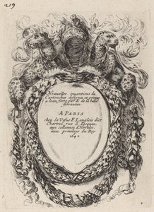 Uusien patruunoiden keksintöjen otsikkosivu, 1647. tekijältä Stefano della Bella