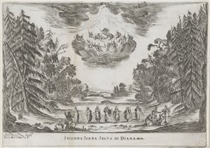 Tweede-kohtaus: het bos van Diana Toinen kohtaus Dianan metsästä (otsikko esineessä) Liberetto ter ere van de bruiloft van Ferdinando II de