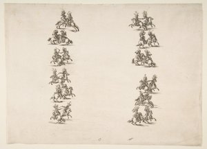Kaksikymmentäneljä Cavalieria taistelemassa kahdessa kolonnissa, 1652. tekijältä Stefano della Bella
