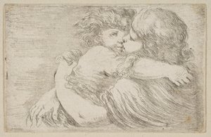 Kaksi lasta syleilee, n. 1662. tekijältä Stefano della Bella