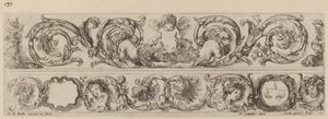 Kaksi koristebändiä Cupidon ja Heads of the Four Seasons kanssa, luultavasti vuodelta 1648. tekijältä Stefano della Bella