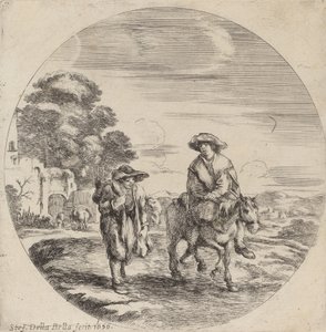 Kaksi talonpoikaa matkustamassa maisemassa, 1656. tekijältä Stefano della Bella