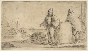 Kaksi merimiestä tavarapaalin kanssa, n. 1662. tekijältä Stefano della Bella