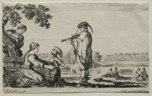 Erilaisia hahmoja ja maisemia: Viulunsoittaja, 1649. tekijältä Stefano della Bella