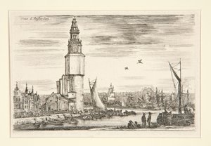 Näkymä Amsterdamista, sarjasta Näkymiä merisatamista tekijältä Stefano della Bella