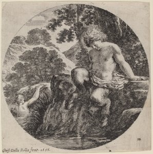 Nuori Satyr Bank of a Streamissa tekijältä Stefano della Bella